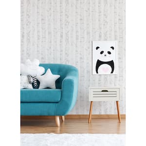 Grey Birdie Birch Matte Paper Non-Pasted Wallpaper Roll