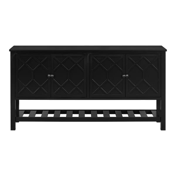 59.8 in. W x 15.7 in. D x 31.5 in. H Black Linen Cabinet with Four Doors