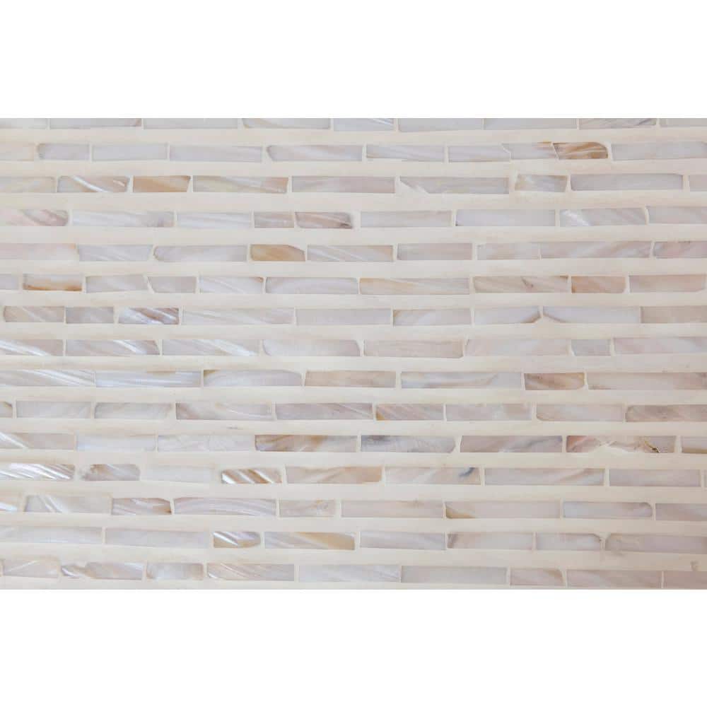 White Mother of Pearl Waterfall Console Table with Storage