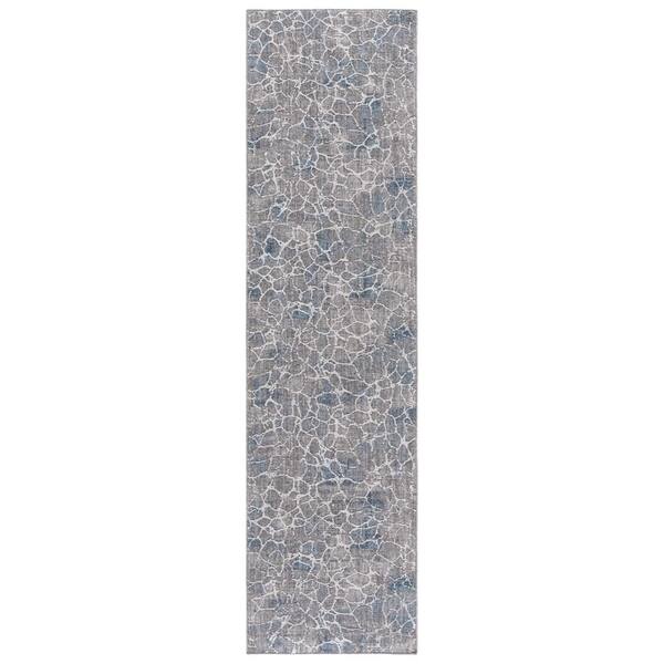 Finley Modern 2 ft. x 10 ft. Gray/Blue Marble Runner Rug