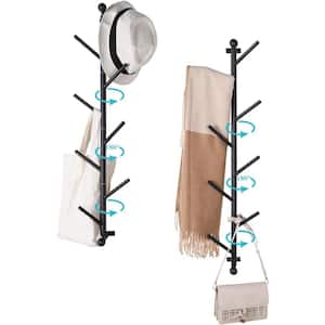 4.3 in. W x 6.8 in. D Black Decorative Wall Shelf, 2 Pack Vertical Coat Rack