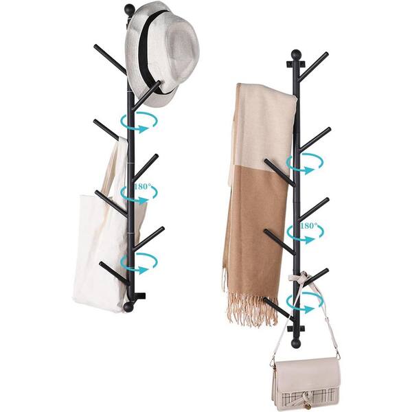 Cubilan 4.3 in. W x 6.8 in. D Black Decorative Wall Shelf, 2 Pack Vertical Coat Rack