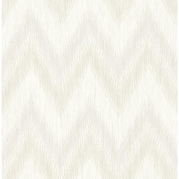 LILLIAN AUGUST Luxe Retreat Winter Fog and Eggshell Regent Flamestitch Stringcloth Paper Unpasted Wallpaper Roll (56 sq. ft.)