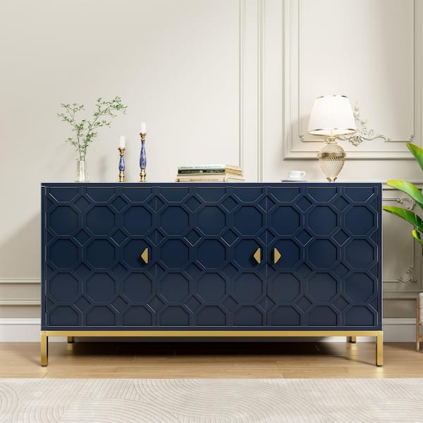 Boyel Living 26.2 in. H Freestanding Storage Cabinet 3-Door Accent Cabinet in Blue