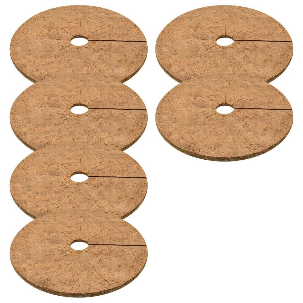 24 in. Coco Coir Tree Ring Mulch Mat, 100% Natural Tree Protector Mat Plant Cover for Indoor and Outdoor (6-Pack) price history on PriceWatchPro