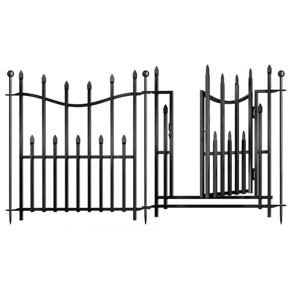 5 Panels 24 in. Heavy-Duty Rustproof Metal Decorative Garden Fence with Gate Portable Temporary Barrier