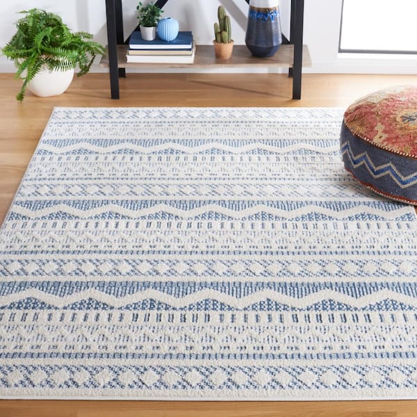 Alamo Blue/Ivory 8 ft. x 10 ft. Chevron Geometric Area Rug