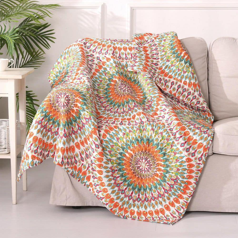 LEVTEX HOME Mirage Multi-Color Bohemian Quilted Cotton Throw Blanket ...