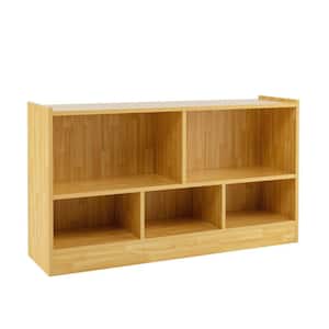 Kids 2-Shelf Bookcase 5-Cube Wood Toy Storage Cabinet withShelves Beige