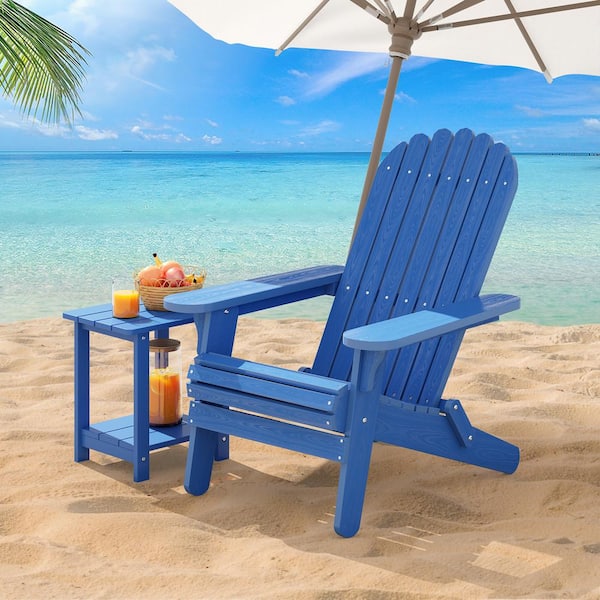 DEXTRUS Marshall University Hunter Blue Folding Adirondack Chair for Patio Pool Deck Lawn and Garden HDPW0005502AV The Home Depot