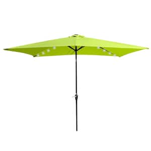 10 ft. x 6.5 ft. Rectangular Patio Market Umbrella with Push Button Tilt and LED Lights in Green