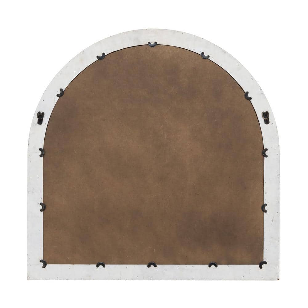 Distressed White and Gold Arched Wood Wall Mirror