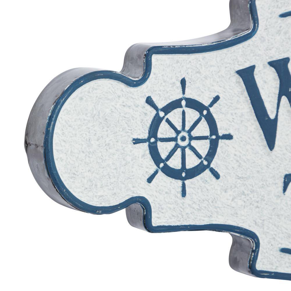 Blue Metal Nautical Welcome to the Beach Wall Sign