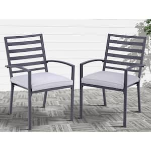 Nusa Ladder-Back Outdoor Aluminum Dining Armchair with Cushion - Set of 2