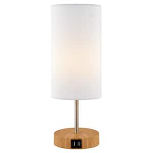 Beguna 15 in. White Touch Control Mental Table Lamps with 2 USB Ports