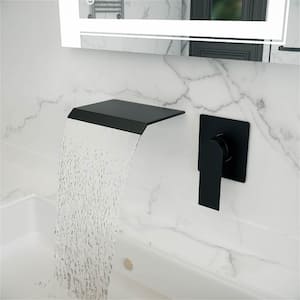 SARA Single-Handle Wall Mount Water Fall Two Holes Bathroom Sink Faucet with Spot Resistant in Matte Black