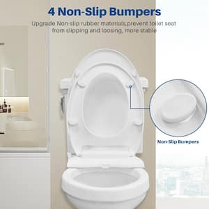 Non-Electric Bidet Seat for Elongated Toilets with Side Knob and Dual Nozzle in White