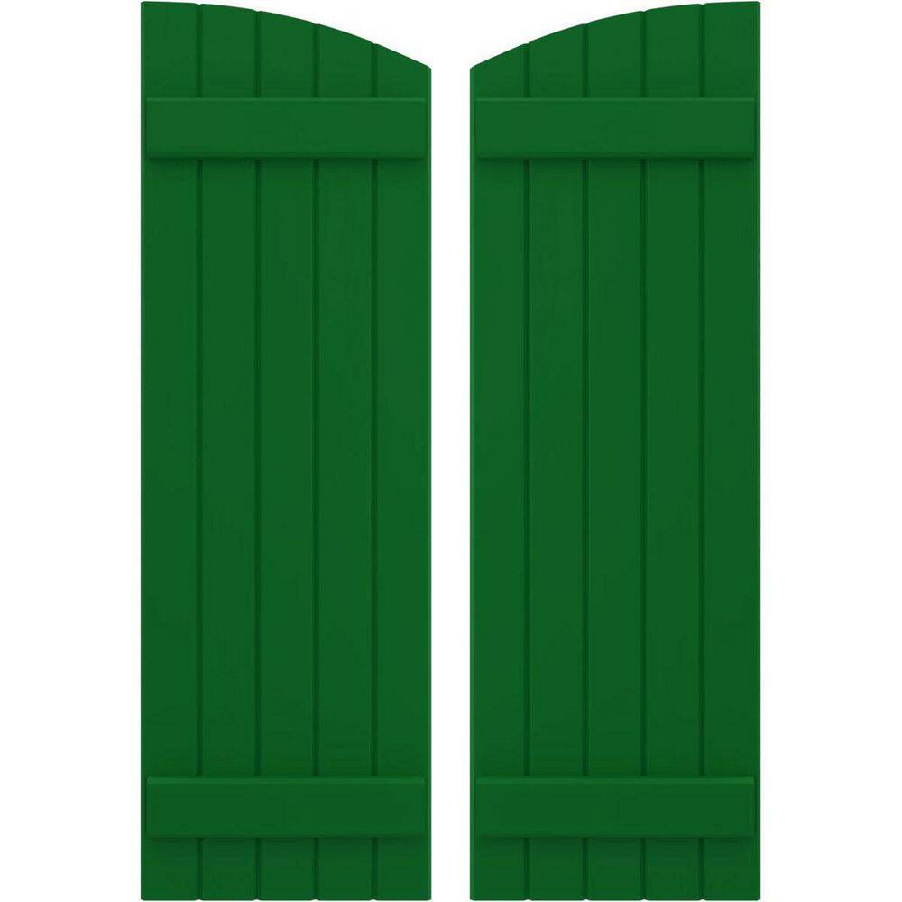 17-1/2 in. W x 60 in. H Americraft Exterior Real Wood Joined Board and Batten Shutters w/Elliptical Top Viridian Green price history on PriceWatchPro