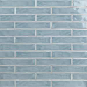Newport Light Blue 2 in. x 10 in. x 11mm Polished Ceramic Subway Wall Tile (40 pieces / 5.38 sq. ft. / box)