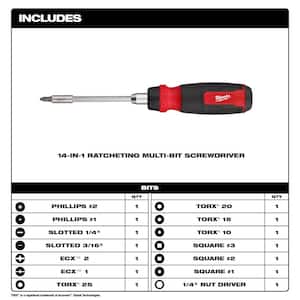 14-in-1 Ratcheting Multi-Bit Screwdriver with FASTBACK 6-in-1 Folding Knife with General Purpose Blade (2-Piece)