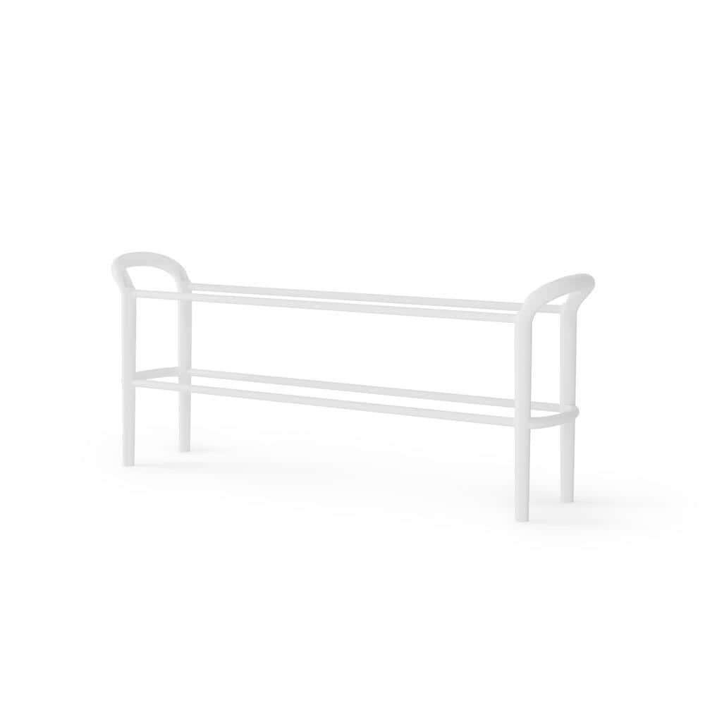 14 in. H 9-Pair White ShoeStack Shoe Rack