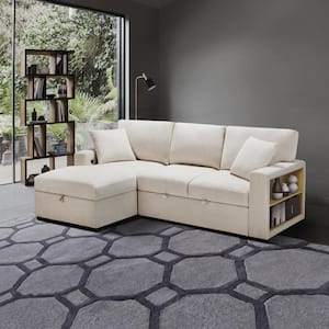 Pegosa 92 in. Straight Arm 2-Piece Boucle Fabric Sectional Sofa in Beige with Left Chaise