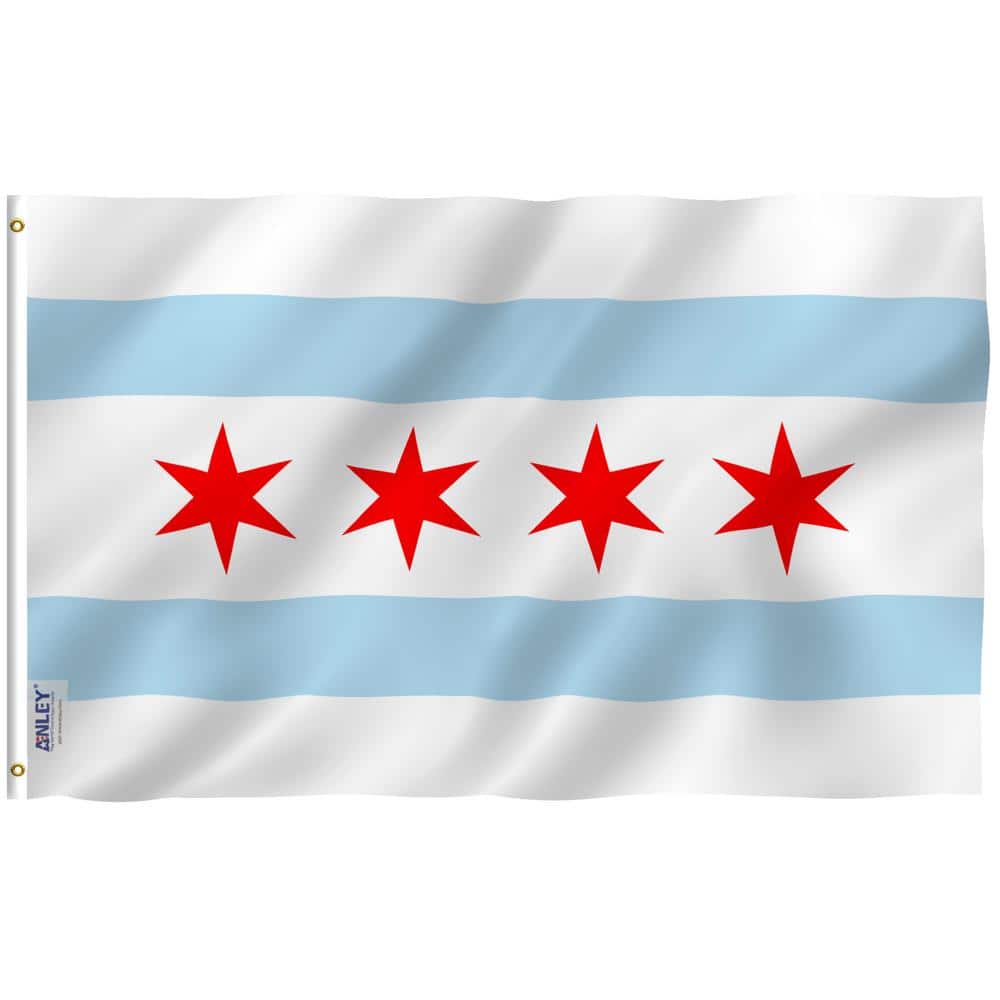 Fly Breeze 3 ft. x 5 ft. Polyester City of Chicago Flags 2-Sided Flag Banne