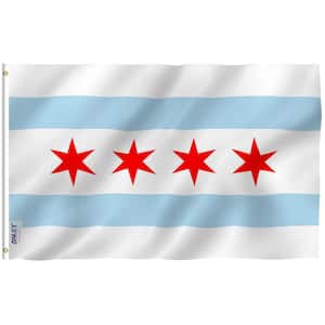 Fly Breeze 3 ft. x 5 ft. Polyester City of Chicago Flags 2-Sided Flag Banner with Brass Grommets and Canvas Header