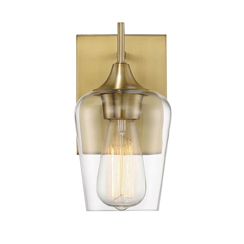 Elegant Octave 9.5" Brass and Bronze Wall Sconce with Clear Glass