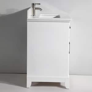 Genoa 24 in. W x 22 in. D x 36 in. H Bath Vanity in White with Engineered Marble Top in White with Basin and Mirror