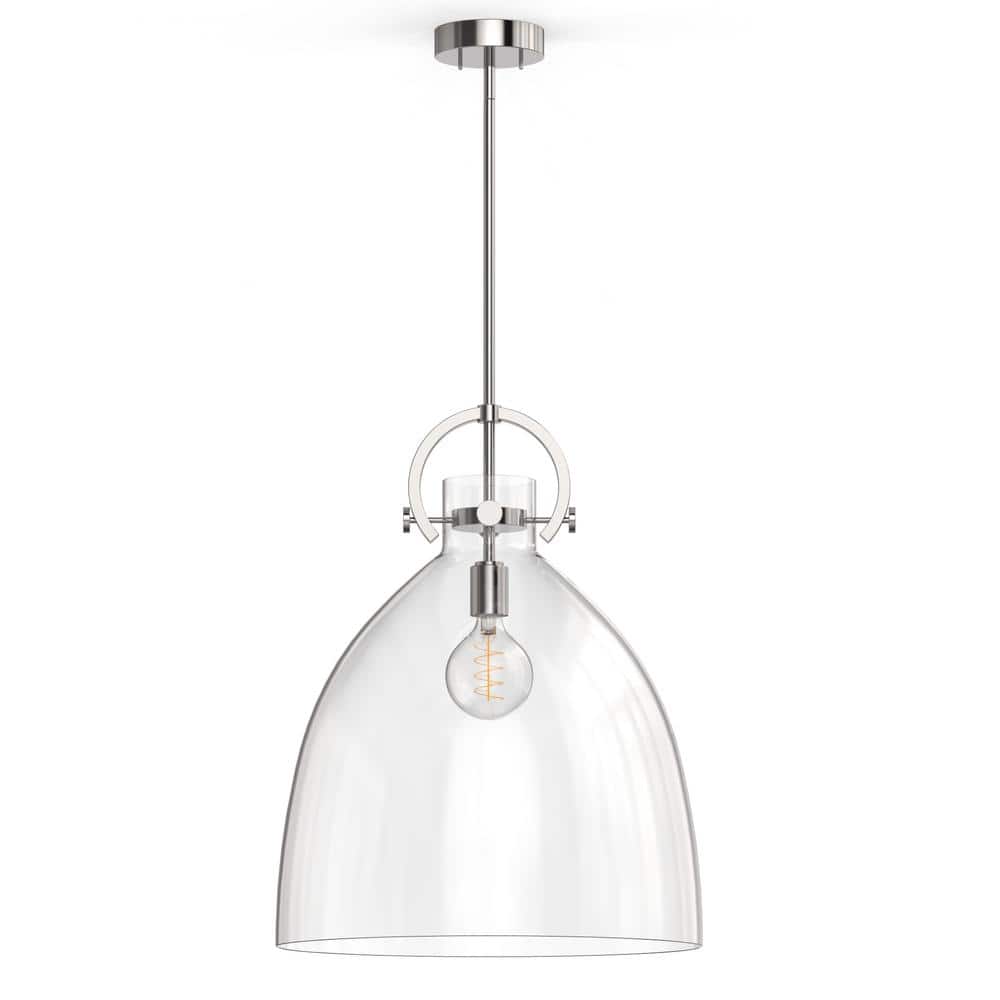 18 in. 1-Light Modern Brushed Nickel Geometric Pendant Light with Clear Glass Shade for Kitchen, Dining Room, or Bedroom price history on PriceWatchPro