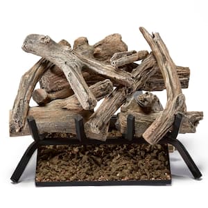 18 in. Drift Wood Vented Natural Gas Fireplace Log Set, 45,000 BTU, Match Light