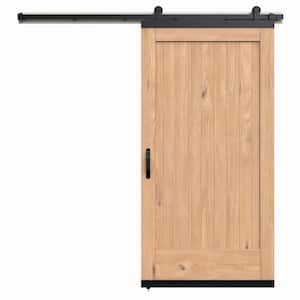 36 in. x 80 in. Karona 1 Panel Unfinished Rustic White Oak Wood Sliding Barn Door with Hardware Kit