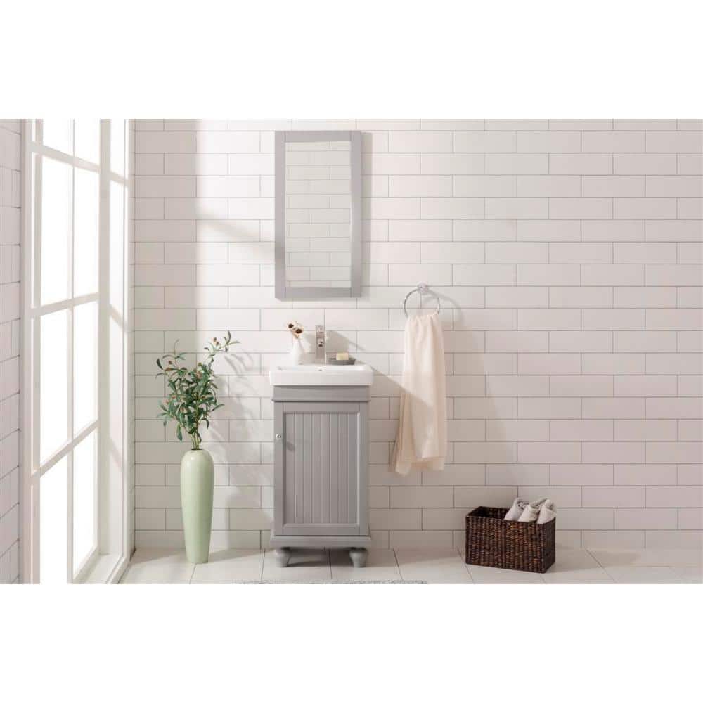 Gray Freestanding Vanity with White Ceramic Sink