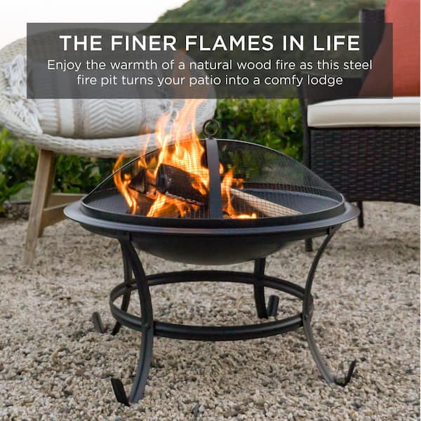 Round Steel Wood Fire Pit, Best Type Of Wood For Fire Pit
