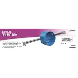 1-Gang 4 in. 20 cu. in. PVC New Work Electrical Ceiling Box with Adjustable Hanger Bar and Ground Lug