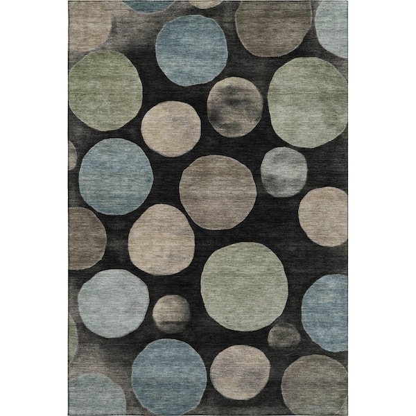 Mayfield Premium Machine Washable Abstract AMF2062 Black 3 ft. x 5 ft. Area Rug