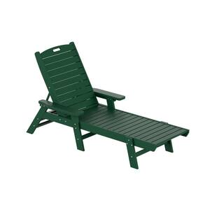 Harlo 2-Piece Dark Green HDPE Fade Resistant All Weather Plastic Reclining Outdoor Adjustable Chaise Lounge Arm Chairs