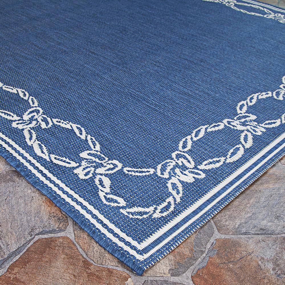 Indigo and Ivory Rope Knot Flat Woven Runner Rug 2'3" x 7'10"