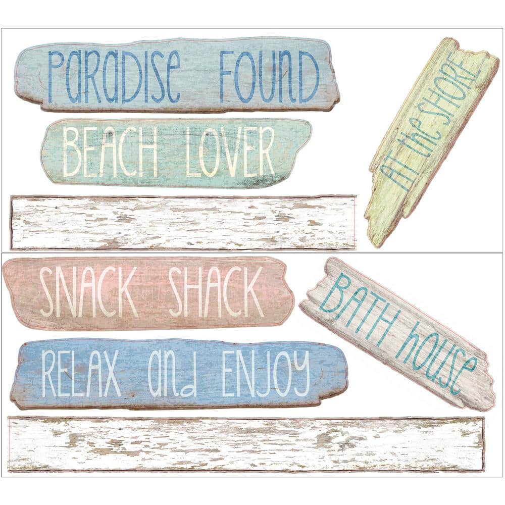 Beach Bound Blue Vinyl Coastal Wall Decal Kit, 39" x 34.5"