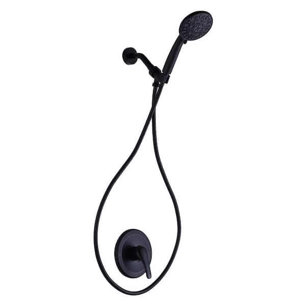 WOWOW Single Handle 7 -Spray Shower Faucet 1.8 GPM with High Pressure Showerhead in Black (Valve Included)