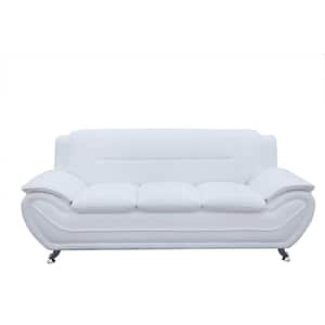 Sanuel 79 in. Round Arm 3-Seater Sofa in White