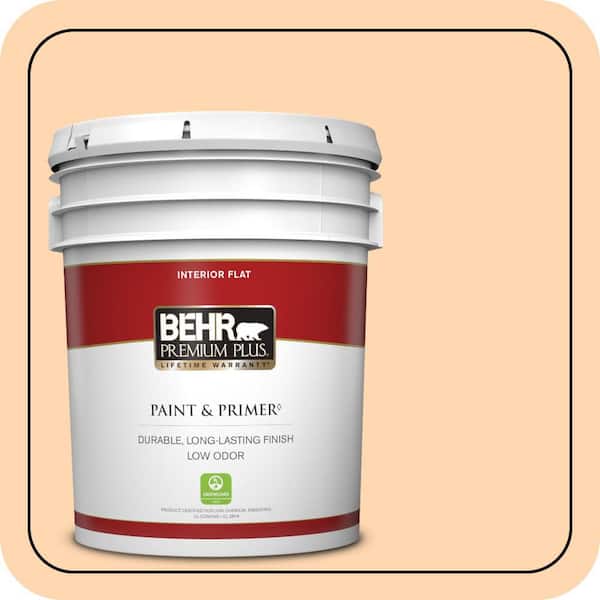 BEHR PREMIUM PLUS 5 gal. #280A-3 Delicious Melon Flat Low Odor Interior Paint & Primer