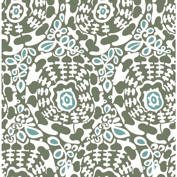 A-Street Prints Divine Abstract Medallion Green Nonpasted Non Woven Wallpaper Sample