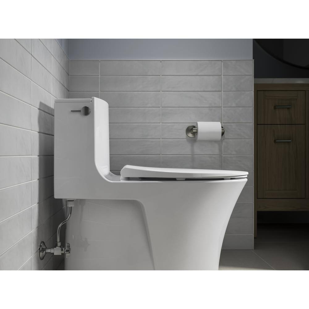 White Thermoset Plastic Quiet-Close Elongated Toilet Seat
