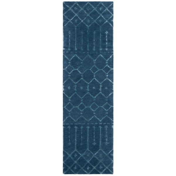 SAFAVIEH Himalaya Navy/Silver 2 ft. x 14 ft. Tribal Geometric Runner Rug