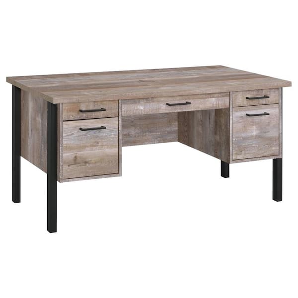 Coaster Samson 60 in. W Weathered Oak 4-Drawer Office Desk