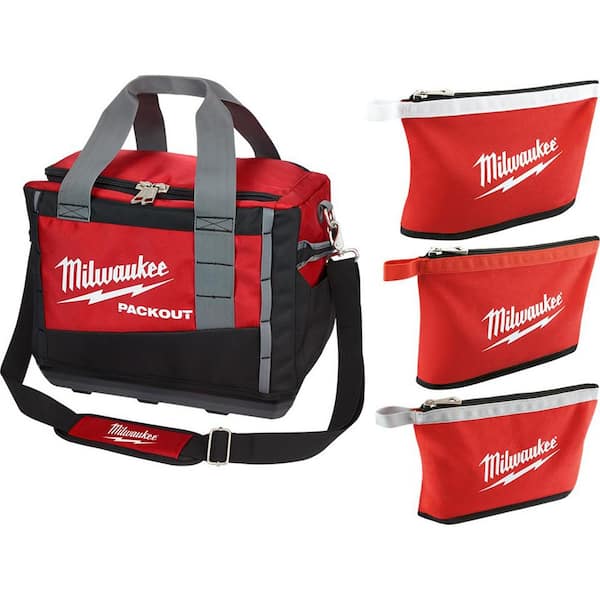 Milwaukee Bucket Organizer Tool Bag Zipper Pockets Pouches Storage 10 in.  Tote