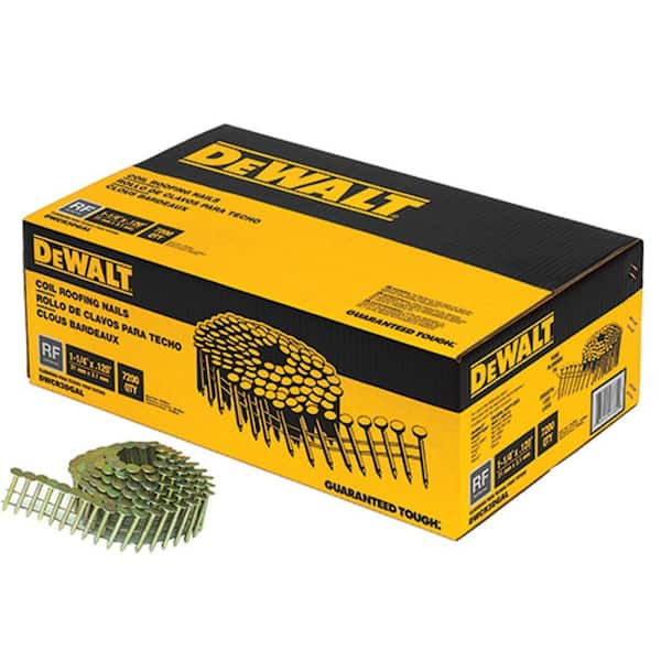 DEWALT 1-1/4 in. x 0.120-Gauge Wire Electro-Galvanized Steel Coil Roofing Nails (7,200 Pack)