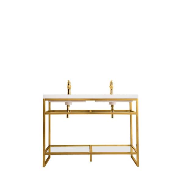 James Martin Vanities Boston 47.3 in. W Stainless Steel Console Sink with Basin and Leg Combo